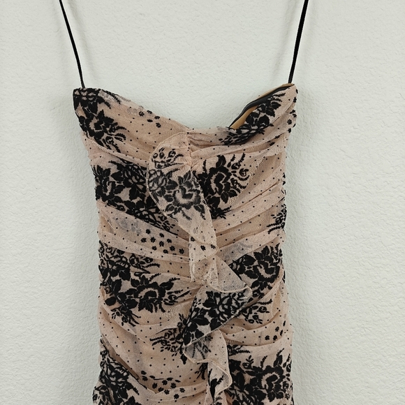 Majorelle Bradley Mini Strapless Dress in Pink Romance Black Velvet Size XS - Picture 6 of 12